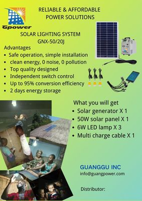 capacità solare di Kit With Battery 120AH del gruppo elettrogeno solare 50W